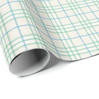 Cadeau Papier d'emballage à motif de grille verte et bleu