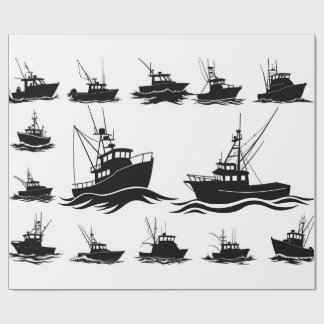 Cadeau Papier d'emballage à motif de silhouette de bateau
