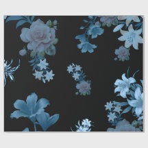 Papier d'emballage à motif floral sarcelle foncé d