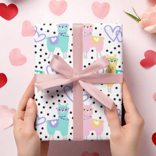 Cadeau Papier d'emballage à motif lama pastel violet amou