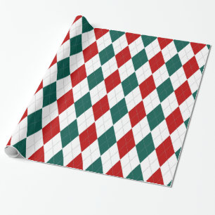 Cadeau Papier d'emballage à motifs de losanges vert roug