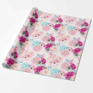 Cadeau Papier d'emballage à motifs floraux