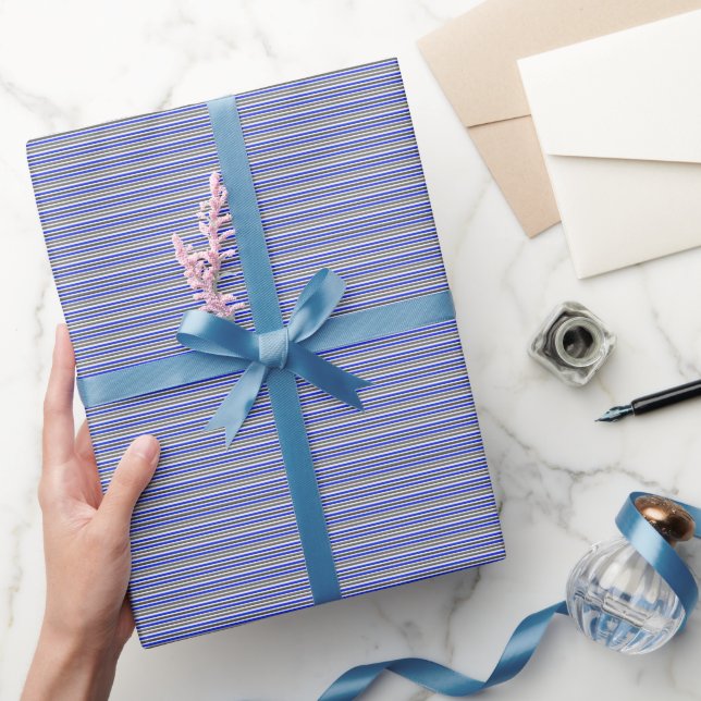 Cadeau Papier d'emballage à rayures élégantes Thin Blue L (Cadeaux)