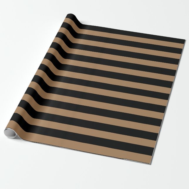 Cadeau Papier d'emballage à rayures marron et noires (Déroulé)