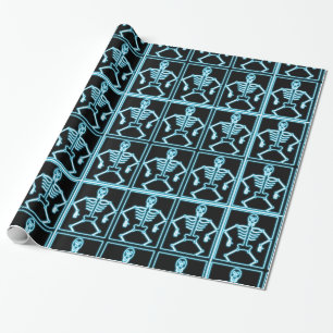 Cadeau Papier d'emballage à squelette bleu électrique