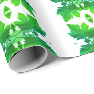 Cadeau Papier d'emballage à texture de feuille verte de v