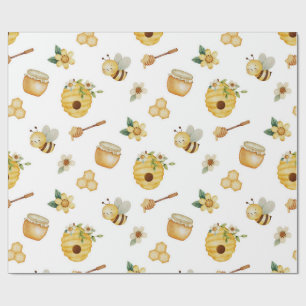 Cadeau Papier d'emballage abeille à miel aquarelle