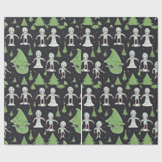 Cadeau papier d'emballage Alien Noël