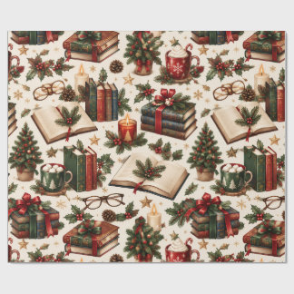Cadeau Papier d'emballage amateur de livres de Noël