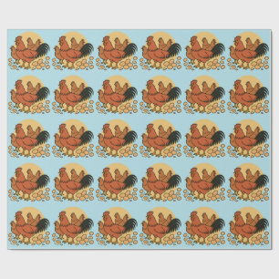 Cadeau Papier d'emballage Amoureux du Poulet