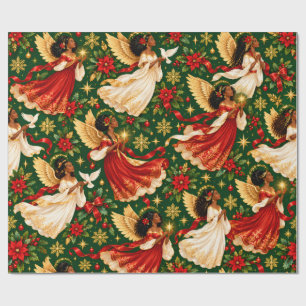 Cadeau Papier d'emballage Anges de Noël noir