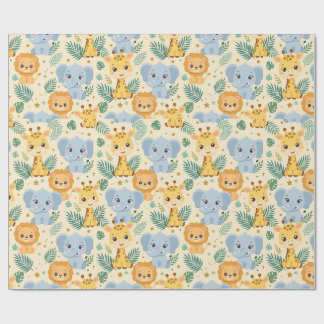 Cadeau Papier d'emballage Animaux de Safari pour Bébés