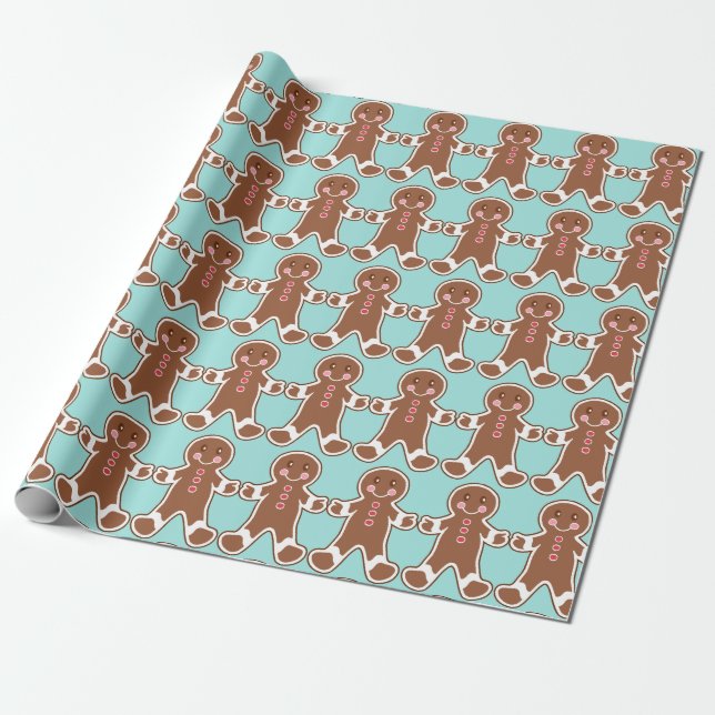 Cadeau Papier d'emballage Aqua Pain d'épice (Déroulé)