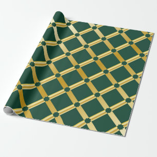 Cadeau Papier d'emballage arabesque vert et or (Rouleau)