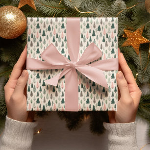 Cadeau Papier d'emballage Arbres de Noël Pastel
