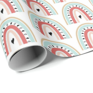 Cadeau Papier d'emballage - Arc-en-ciel et Coeurs