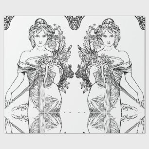 Cadeau Papier d'emballage Art nouveau Alphonse Mucha