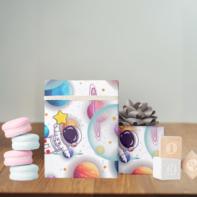 Cadeau Papier d'emballage Astronaute & Planètes (Créateur téléchargé)