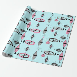 Cadeau Papier d'emballage atomique de motif rose et gris