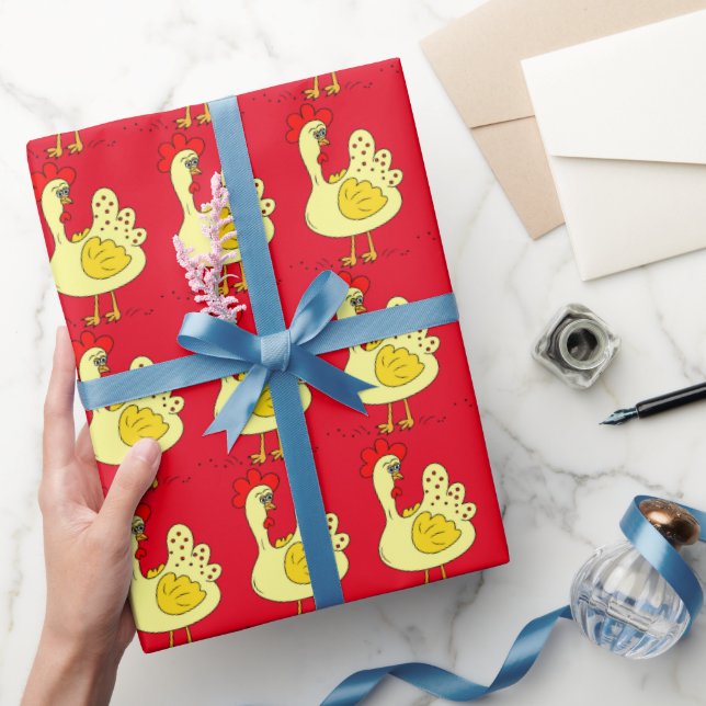 Cadeau Papier d'emballage au carrelage de poulet du pays (Cadeaux)