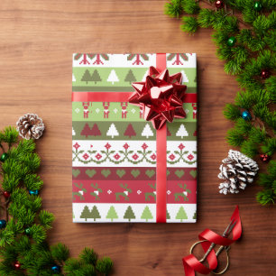 Cadeau Papier d'emballage au point de croix de Noël