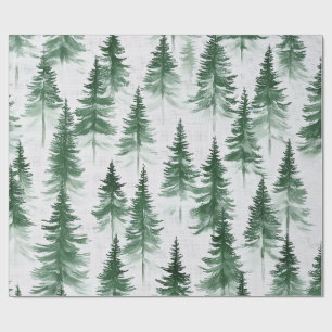 Cadeau Papier d'emballage aux arbres enneigés