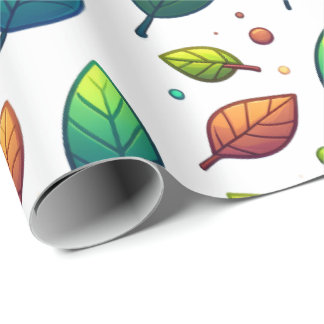 Cadeau Papier d'emballage aux feuilles colorées