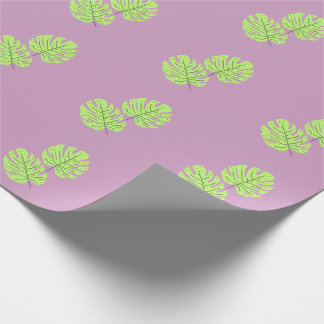 Cadeau Papier d'emballage aux feuilles vertes
