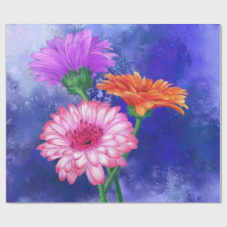 Cadeau Papier d'emballage aux Gerberas colorés