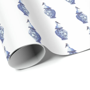 Cadeau Papier d'emballage aux merles sur pots à gingembre