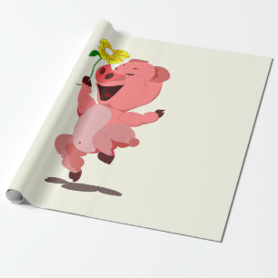 Cadeau Papier d'emballage avec joyeux porcelet