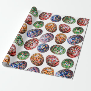 Cadeau papier d'emballage avec un modèle ukrainien d'oeuf