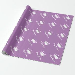 Cadeau Papier d'emballage baby shower princesse violet