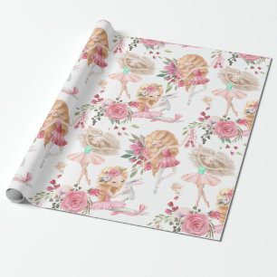 Cadeau Papier d'emballage Ballerine Rose