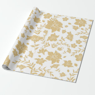 Cadeau Papier d'emballage blanc avec accents dorés