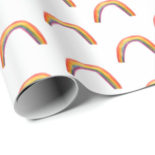 Cadeau Papier d'emballage blanc d'arcs-en-ciel