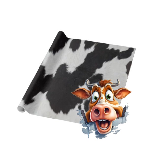Cadeau papier d'emballage blanc noir (Black and White Cow )