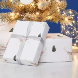 Cadeau papier d'emballage blanc Reindeer Christmas tree