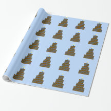 Papier d'emballage bleu de gâteau d'anniversaire