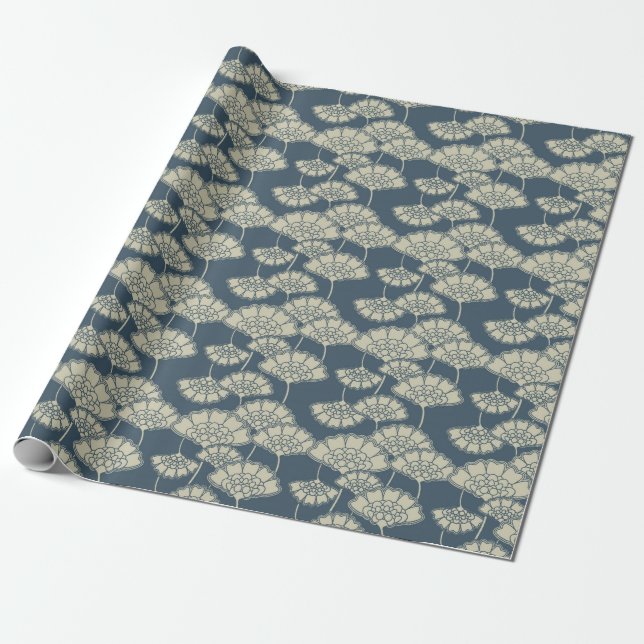 Cadeau Papier d'emballage bleu de Jitaku Lotus (Déroulé)