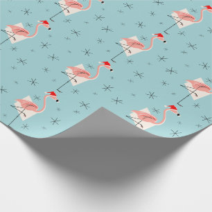 Cadeau Papier d'emballage bleu de Père Noël de Flamant