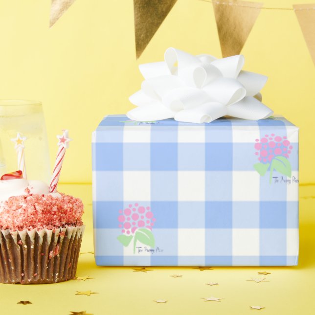 Cadeau papier d'emballage bleu en vichy (Fête d'anniversaire)