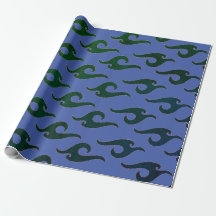 Papier d'emballage BLEU ET NOIR MOTIF JAPONAIS