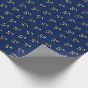 Cadeau Papier d'emballage Bleu, Faux Or 5ème (Cinquième) 