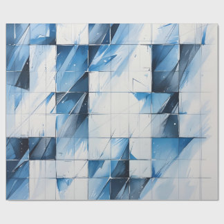 Cadeau Papier d'emballage bleu géométrique