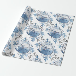 Cadeau Papier d'emballage bleu hiver Fox