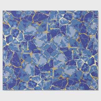 Cadeau Papier d'emballage bleu Kintsugi veine d'or