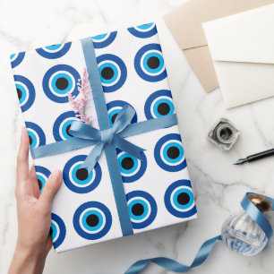 Cadeau Papier d'emballage bleu Mati Evil Eye symbole