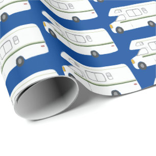 Cadeau Papier d'emballage bleu Retro Camper Motorhome