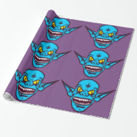 papier d'emballage bleu zombie troll démon